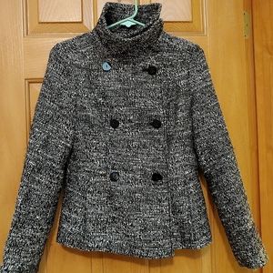 Funnel-Neck, Double-Breasted Coat